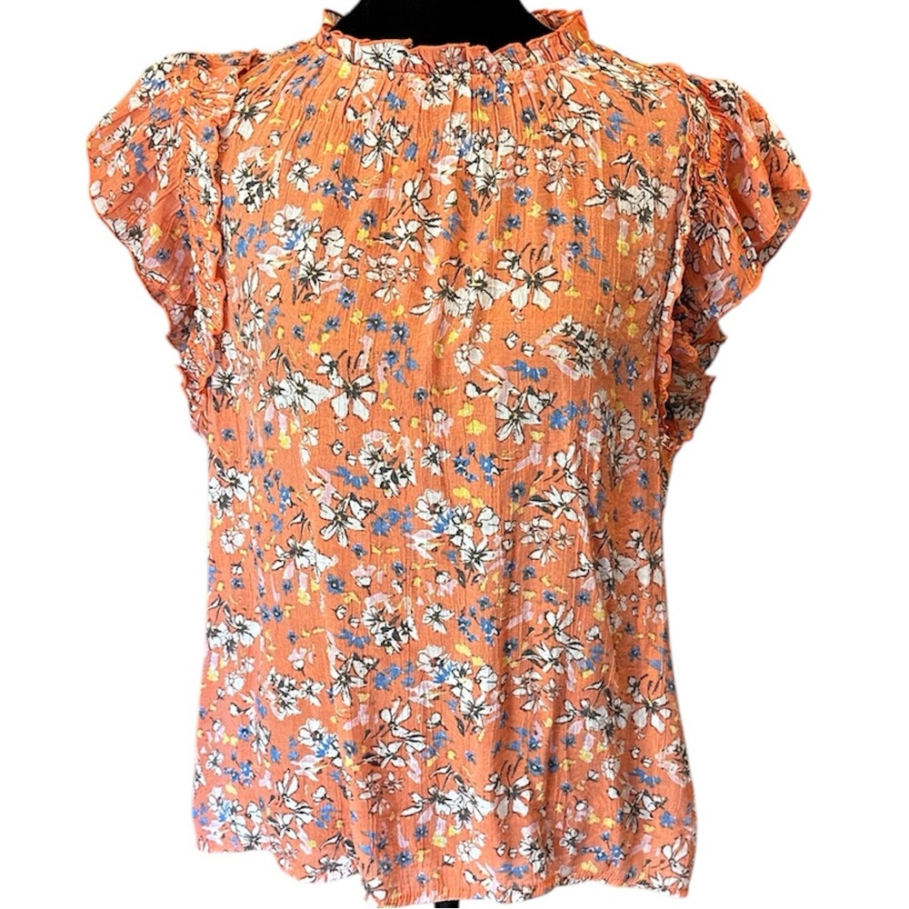 Nanette Lepore Orange Floral Blouse size large